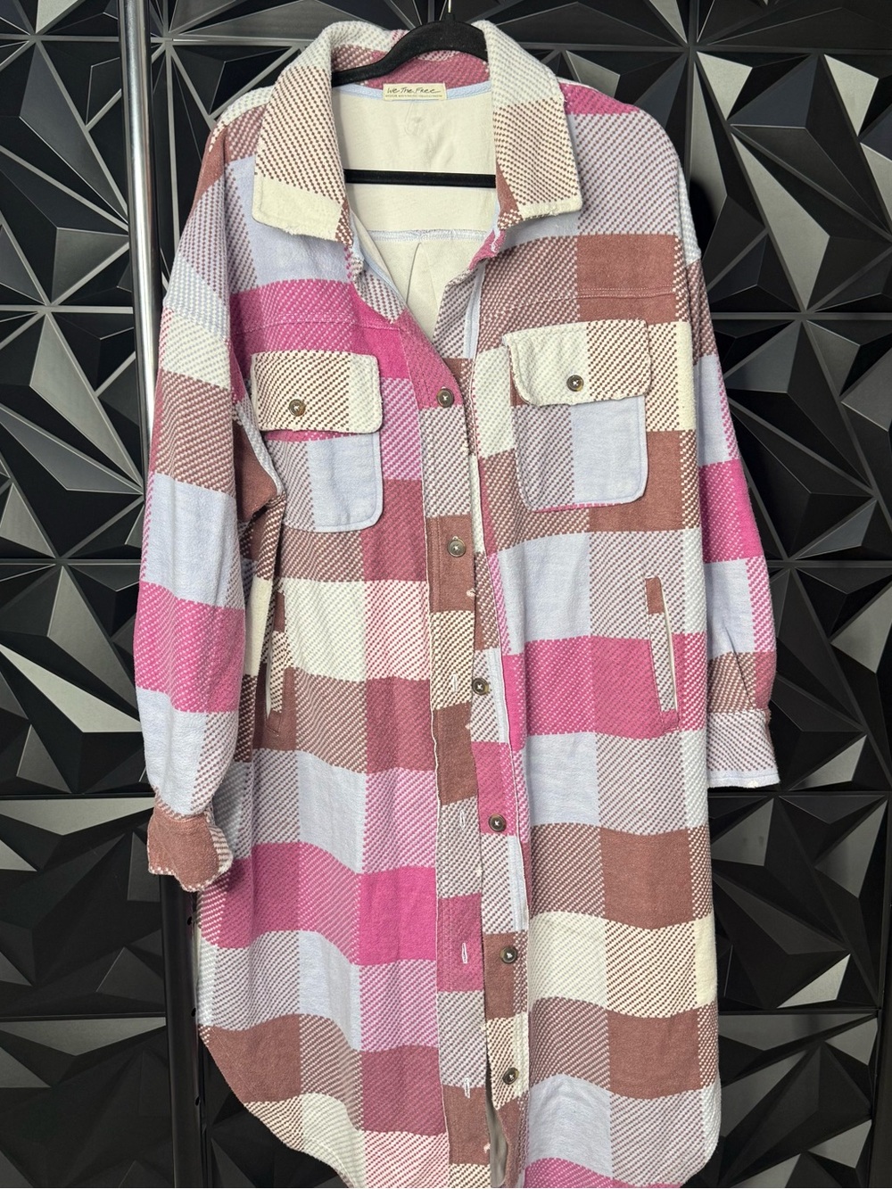 Free People We The Free Plaid Long Ruby Shacket Size Medium